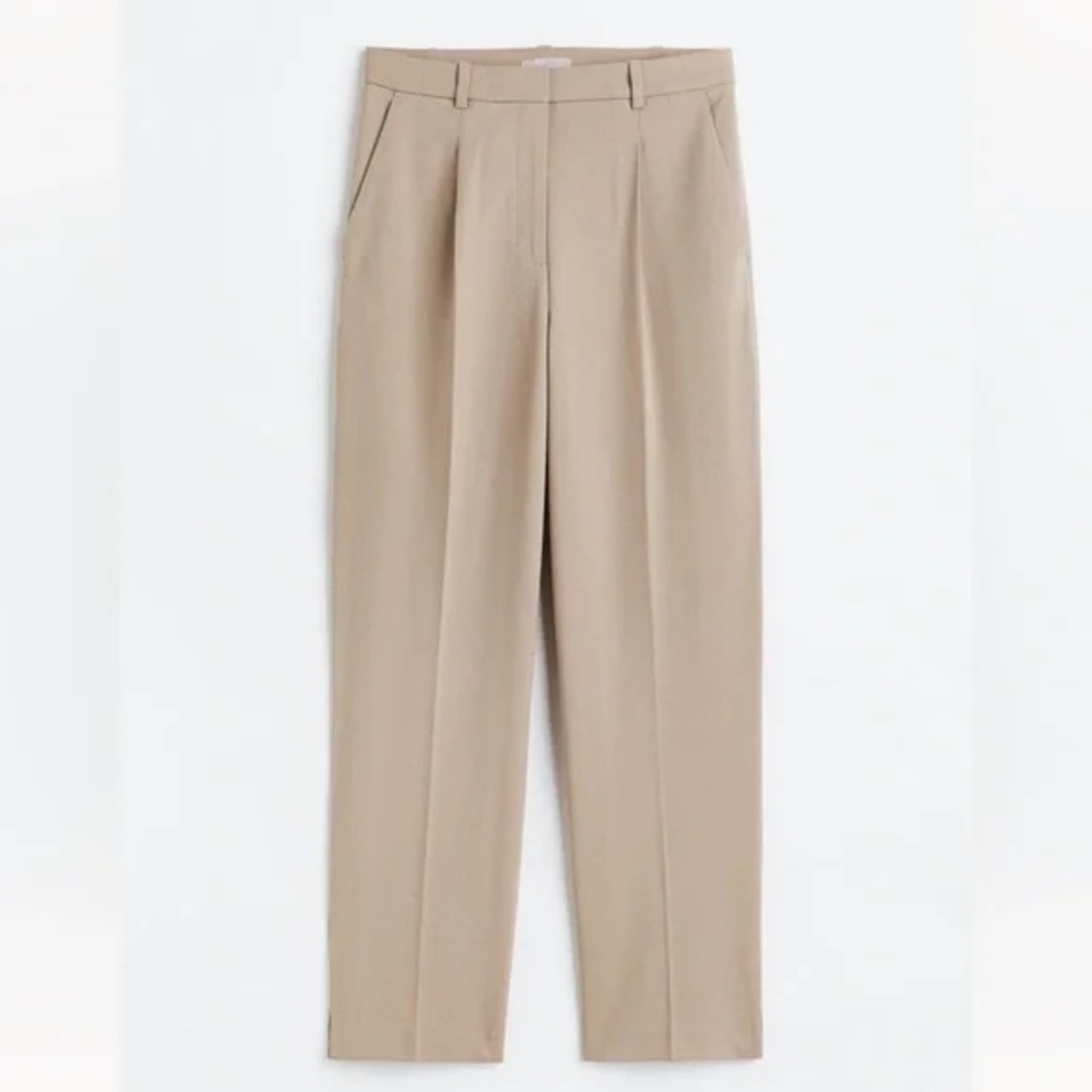 Beige Pleated Trousers